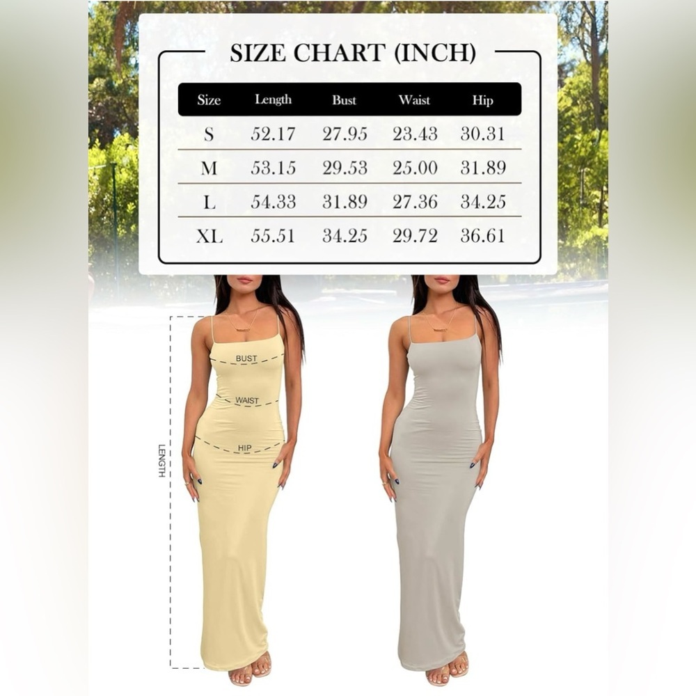 LILLUSORY Womens Summer Casual Slip Dress Spaghetti Strap Bodycon Maxi Size XL - Picture 5 of 9